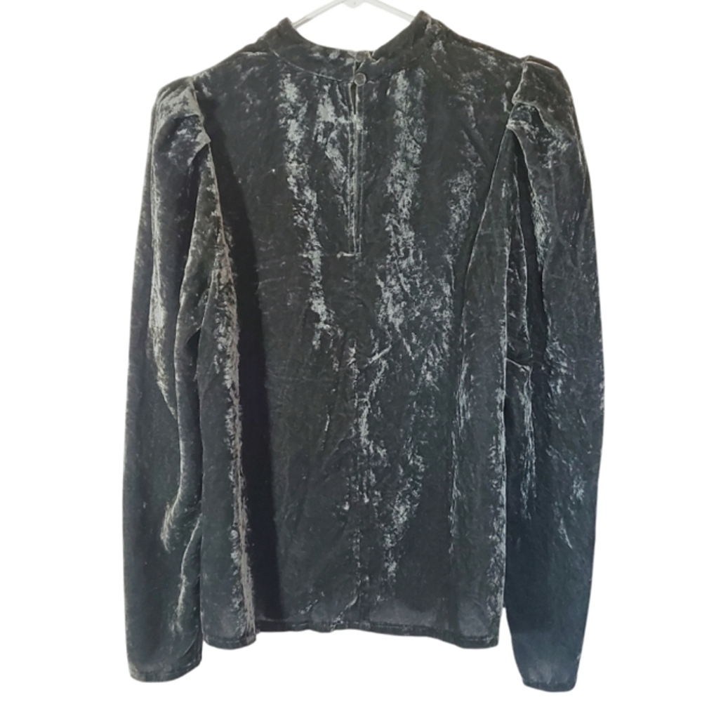 1480 * Boden Mutton Sleeve Velvet Top Onyx Green Size 6 - Picture 3 of 9